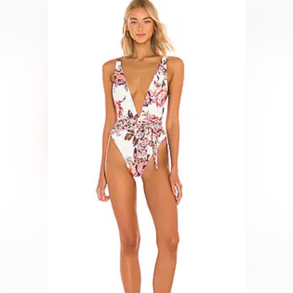 Rose Mc Dreamy Plunge Cheeky Cut One Piece in Floral